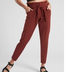 Athleta Women's Skyline Pants Adirondack Brown Belted Stretch High Waist Size 4